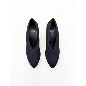 Eileen Fisher Almond Toe Block Heel Shoes Pique Pump Size 5 Mint Condition